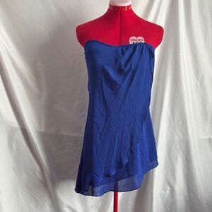 SM01 Tailored Wax Elegant Blue Strapless Dress